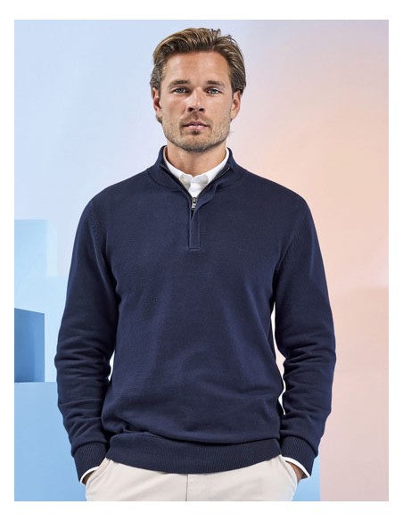 ASQ-AQ048-Mens Cotton Blend 1/4 Zip Sweater 2